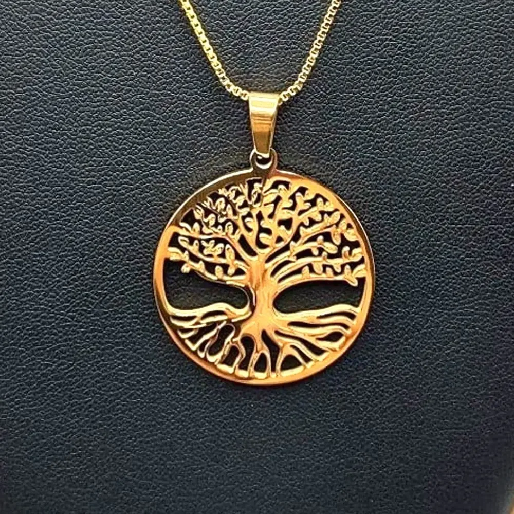 18k Gold Plated Necklace W/ Tree Of Life Pendant Anniversary Birthday Gift New!